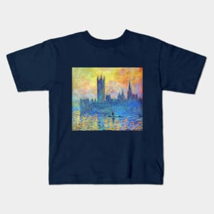 Houses of Parliament by Claude Monet Kids T-Shirt